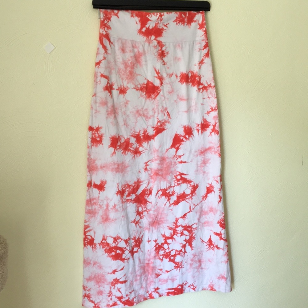 Bohemian maxi skirt orange/red tye dye